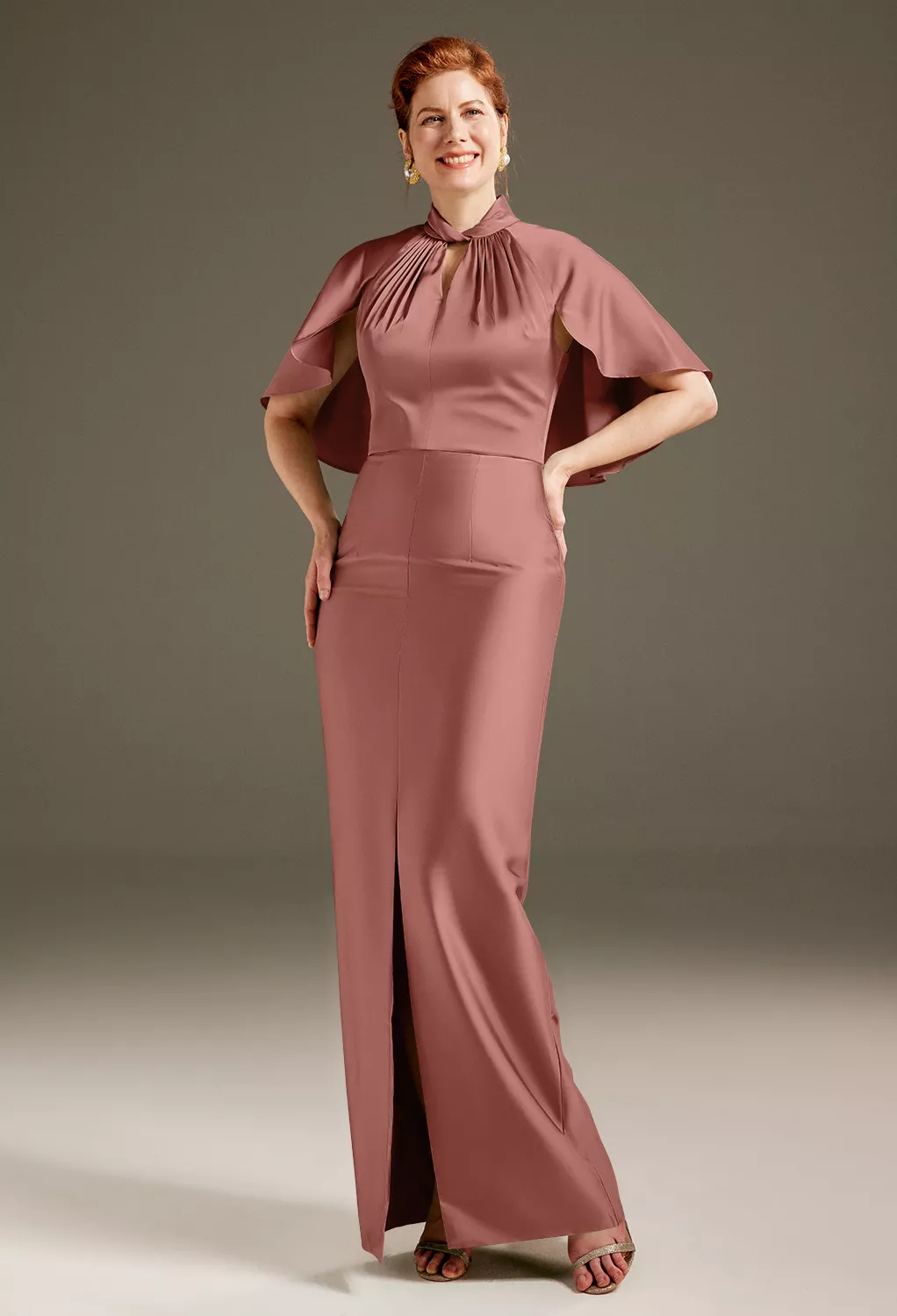 AW Luster Desert Rose  Mother of The Bride Dresses With Wraps